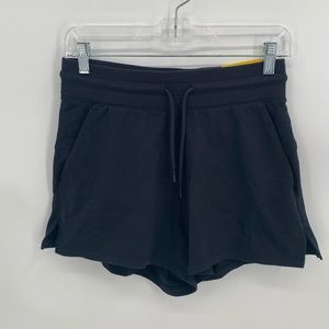 all in motion Black Cotton Sweat Shorts Elastic Tie Waist Pockets Women's Small